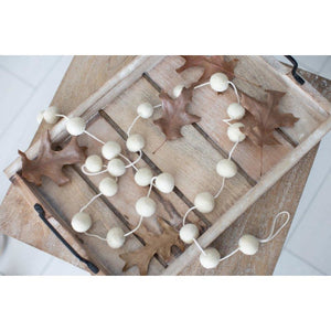White Felt Ball Garland - 72 Inches
