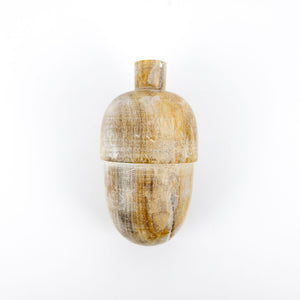 Mango Wood Acorn Decor in White