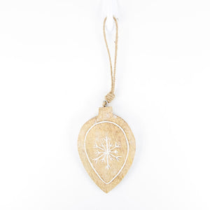 Dwella Decor Mango Wood Teardrop Ornament - Believe In Kindness Collection