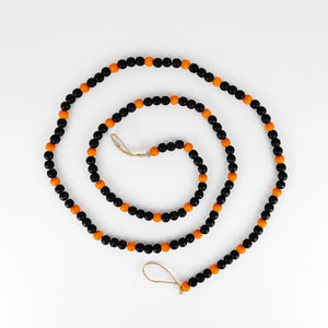 Wood Bead Garland - Black & Orange Halloween Decor