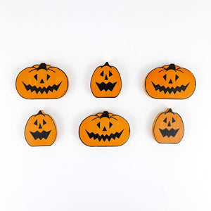 3" x 2" Wood Jack-O'-Lantern Shapes (Set of 6) - Orange & Black
