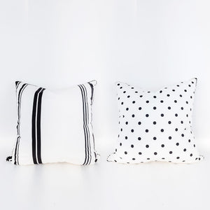 24x24 Reversible Throw Pillow - Stripes & Polka Dots