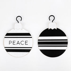 PEACE Double-Sided Wood Holiday Ornament