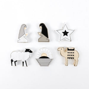 2" Wood Nativity Shapes (Set of 6) - Multicolor