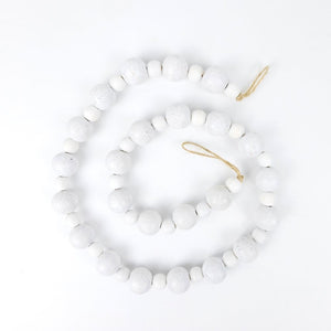 32" Varied Bamboo Wood Bead Garland - White