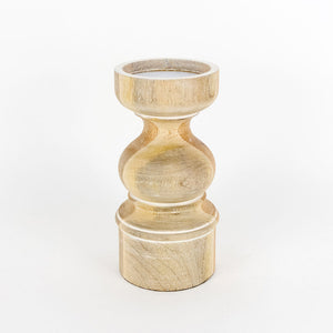 4x8 Mango Wood Candle Holder in Natural White