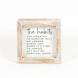 Habits Wood Framed Sign - White & Black Typewriter Collection