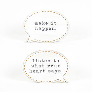 Dwella Decor Reversible Wood Sign - Listen/Happen