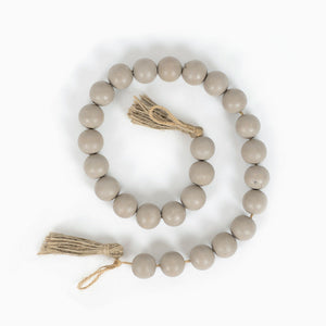 Wood Bead Garland with Tassels - Grey
