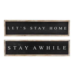 Dwella Decor Reversible Wood Frame Sign - STAY/HOME