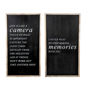 Dwella Decor Reversible Wood Frame Sign - Camera & Memories