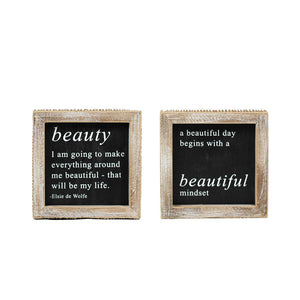 Reversible Wood Frame Sign - Beauty/Beautiful