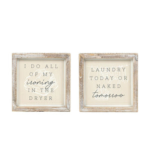 Reversible Wood Frame Sign - Laundry Humor