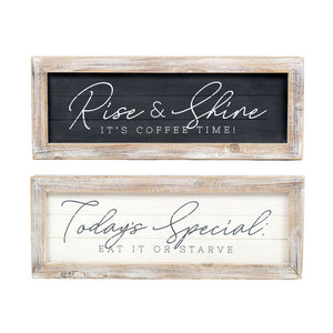24x9 Reversible Wood Frame Sign - Rise & Shine