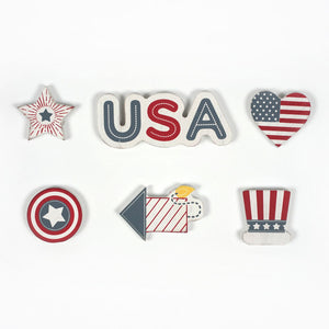 3" x 2" Wood Patriotic America Shapes (Set of 6)
