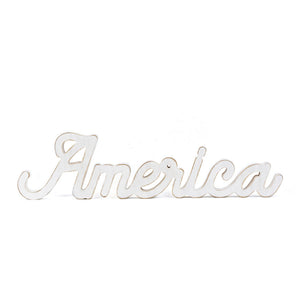 18" x 5" "AMERICA" Wood Cutout - White