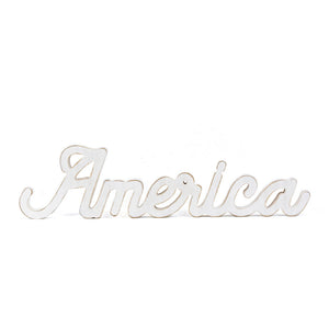 America Wood Cutout - White Stars & Stripes Decor