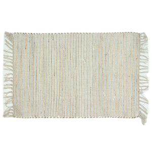 24x35 Natural White Jute Chindi Rug with Fringes