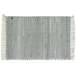 Black & White Jute Chindi Fringe Rug