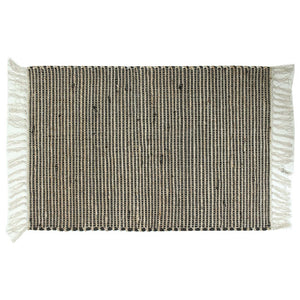24x35 Black & Natural Jute Chindi Rug with Fringes