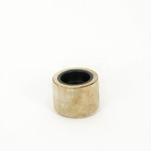 Mango Wood Round Tealight Holder - Natural & Black
