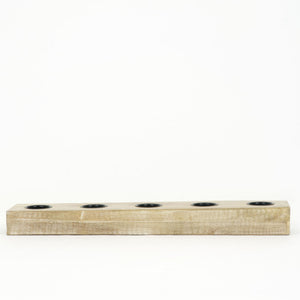 20" x 4" x 2" Mango Wood Tealight Holder - Natural & Black