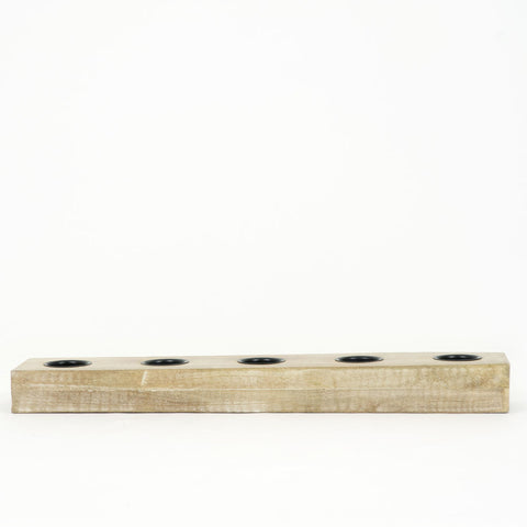 20" x 4" x 2" Mango Wood Tealight Holder - Natural & Black