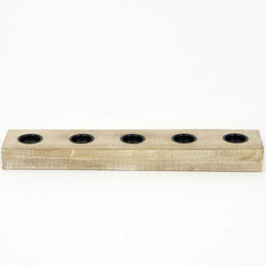 20" x 4" x 2" Mango Wood Tealight Holder - Natural & Black