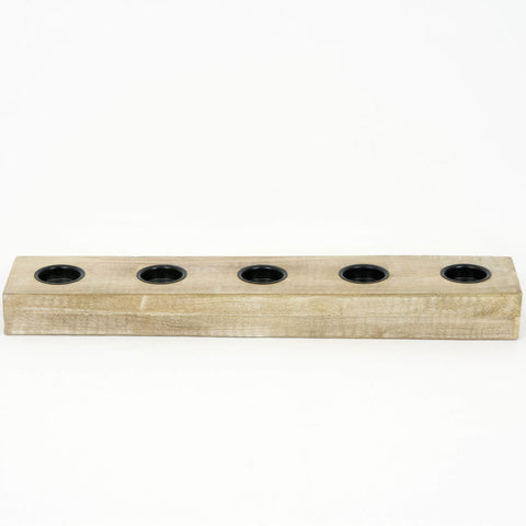 20" x 4" x 2" Mango Wood Tealight Holder - Natural & Black