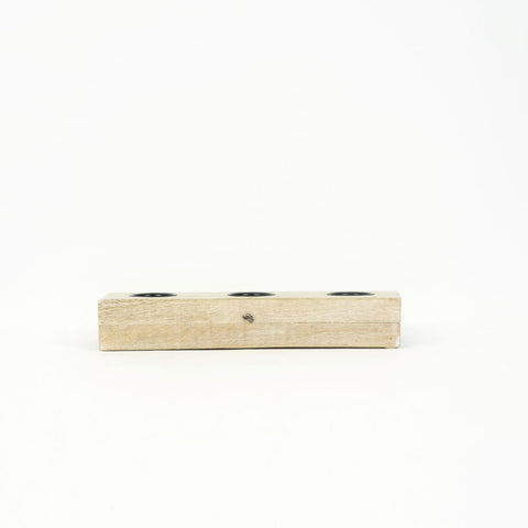 12" x 4" x 2" Mango Wood Tealight Holder - Natural & Black
