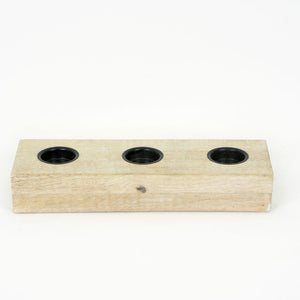 12" x 4" x 2" Mango Wood Tealight Holder - Natural & Black