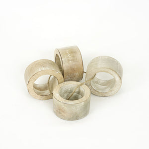 Mango Wood Round Napkin Rings (Set of 4)