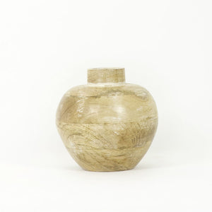 6x6 Mango Wood Vase in White