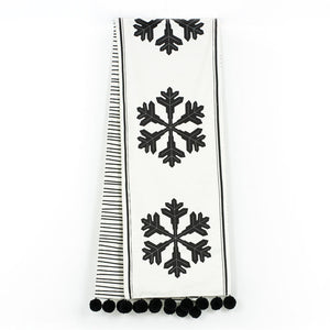 Reversible Linen Table Runner - Stripe & Snowflakes