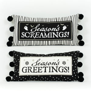 Reversible Seasonal Linen Pillow - Halloween & Winter Design