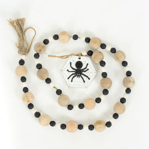 Wood Bead Garland with Tassels - Multi-Color Snowflake Spider Design