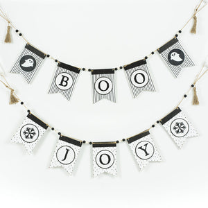 35" Reversible Wood Holiday Swag with Beads