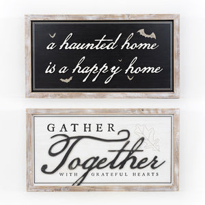 37" Reversible Wood Framed Sign - Halloween & Grateful Decor