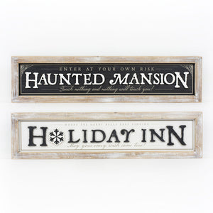 Reversible Wood Framed Sign - Haunted Mansion/Holiday Inn