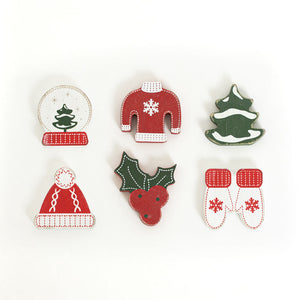 2" Wood Winter Shapes (Set of 6) - Multicolor
