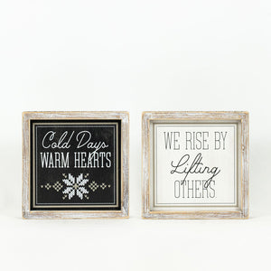 8x8 Reversible Wood Sign - Warm Hearts/Rise by Lifting