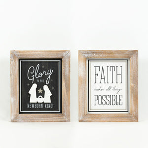 10" Faith & Glory Reversible Wood Frame Sign