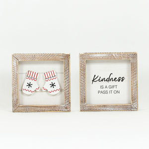 Kindness Gloves Reversible Wooden Framed Sign