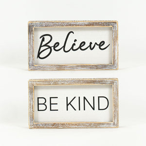 Reversible Wood Frame Sign - Believe/Be Kind