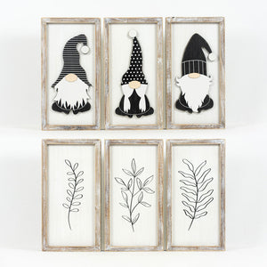 Reversible Gnome Wood Frame Signs - Set of 3