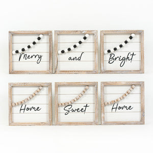 8x8 Reversible Wood Frame Beaded Shiplap Sign Set - Merry/Home