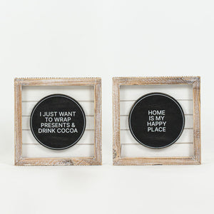 6x6 Reversible Wood Frame Holiday Sign - Hope & Cocoa