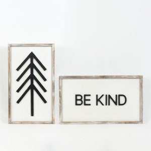 Dwella Decor Reversible Wood Frame Sign - Tree/Be Kind