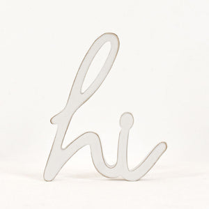 Hi Wood Cutout - White Cursive Decor
