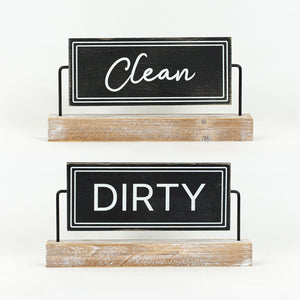 Reversible Wood Sign - Dirty/Clean Reminder